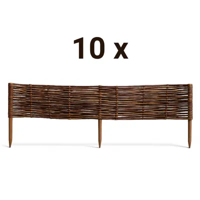 Zdjęcie produktu dla Zestaw 10 x Wiklinowe obrzeże ogrodowe. Palisada ogrodowa. Płotek wiklinowy, ogrodzenie z wikliny L100x20H cm