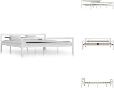 Produktbild von vidaXL Bettgestell Weiß und Schwarz Metall 180×200 cm -  Betten & Bettgestelle
