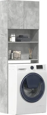 Produktbild von Möbel Waschmaschinenschrank Betongrau 64x24x190 cm Holzwerkstoff - Badezimmerschränke &21480