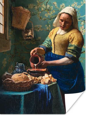 Produktbild von MuchoWow® Poster Milchmädchen - Mandelblüte - Van Gogh - Vermeer - Gemälde - Alte Meister 120x160 cm - Wandbilder