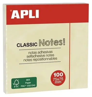 Obrázek produktu pro APLI 10975 APLI Haftnotizen "CLASSIC Notes!", 75 x 75 mm, gelb