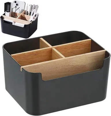 Produktbild von Schreibtisch Organisator en Wood 5 Facher Bambus Bureau avec Stifthalter Noir