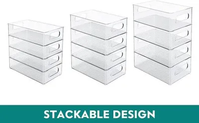 Produktbild von Famanu Organizerboxen für Kühlschrank - Set aus 12 transparenten Aufbewahrungsboxen