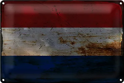 Produktbild von Blechschild Flagge Niederlande 30x20cm Netherlands Rost