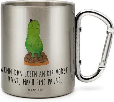 Produktbild von Mr. & Mrs. Panda Thermobecher Schildkröte Pause - Transparent - Geschenk, Achtsam, thermotasse, Teetasse, Achtsamkeit, Trinkbecher Edelstahl, Edelstahlbecher