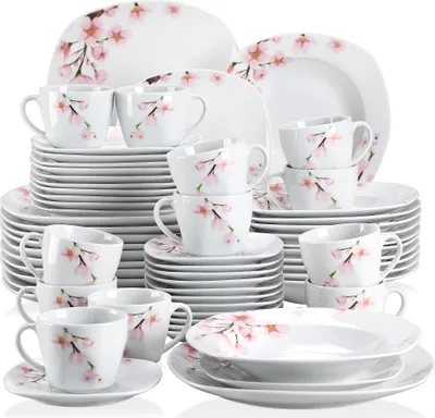 Zdjęcie produktu dla Porcelanowy serwis obiadowy VEWEET "Annie", 60-częściowy, kompletny serwis dla 12 osób