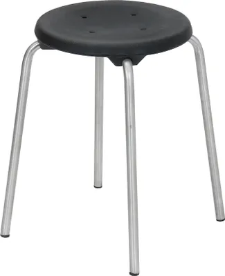 Produktbild von Edelstahl Stapelhocker Colorado | HxØ 50x35cm | Tragfähigkeit 110kg | Polyurethane-Sitz | ideal für Lebensmittelindustrie | Schwarz