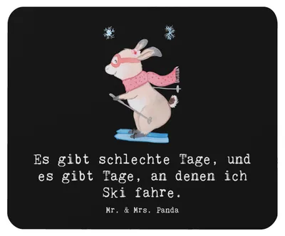 Produktbild von Mr. & Mrs. Panda Mauspad Hase Skifahren - Schwarz - Geschenk, Skisport, Mousepad, Skirennen, computer, Sport, pc, Skiwettbewerb, Mouse Pad, Ski fahren