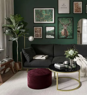 Produktbild von Runder Couchtisch CIRI mit Hocker Gold Matt