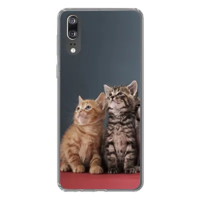 Produktbild von MuchoWow® Handyhülle Schutzhülle Hülle für Huawei P20 Kätzchen - Blau - Rosa - Mädchen - Jungen - Kind Silikon Softcase Handy Hülle - Hardcover