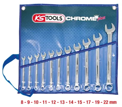 Produktbild von KS Tools CHROMEplus Ringmaulschlüssel-Satz, abgewinkelt, 11-tlg