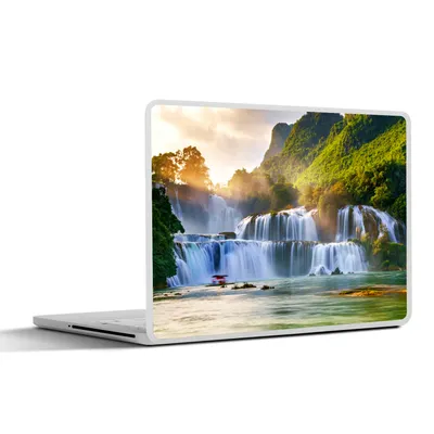 Produktbild von MuchoWow® Laptop Aufkleber Sticker Cover Wasserfall - Pflanzen - Sonne - Wasser - Natur 40x30 cm - Laptop Dekoration - Selbstklebend