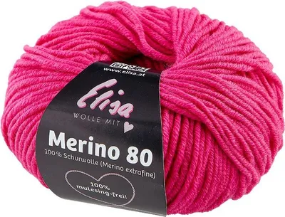 Produktbild von Elisa Wolle Merino 80,extrafeine superweiche 100% Wolle, 50g/80 m, 7167 Pink