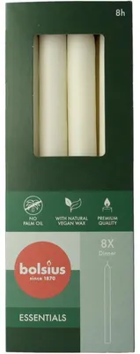 Productafbeelding van Bolsius Dinerkaarsen 230/20 Cloudy Whi Te (8 stuks)