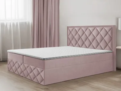 Produktbild von Bett, Boxspringbett DORMI 3, mit Bonell-Matraze, T25 Topper, Federkern, Doppelbett, Stauraum, 200x200 cm, (Rosa - ITAKA 38)