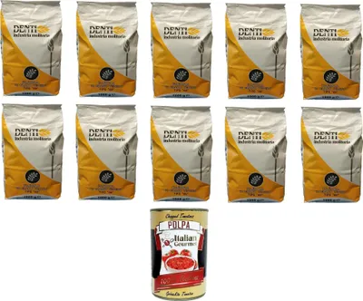 Produktbild von Denti- Farina di Grano tenero tipo "00" Weichweizenmehl Typ „00“. 10 x 1000gr + Italian Gourmet polpa 400g