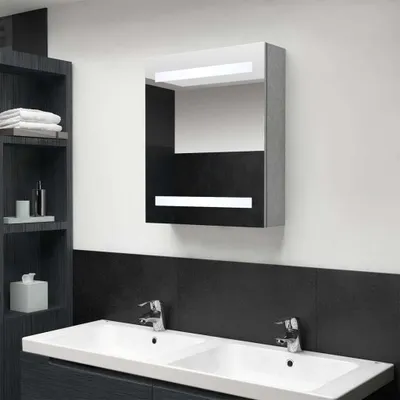 Produktbild von The Living Store LED-Bad-Spiegelschrank Betongrau 50x14x60 cm