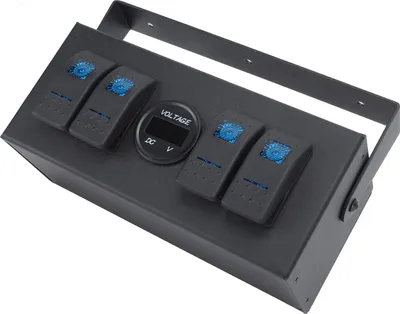 Zdjęcie produktu dla 4-biegowa skrzynka przełącznika kołyskowego Wodoodporny panel włączania/wyłączania z niebieskim wskaźnikiem napięcia dla łodzi kempingowej jacht