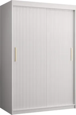 Produktbild von MIRJAN24 Kleiderschrank Riflo Slim 1 120, Schwebetürenschrank mit zwei Kleiderstangen, Garderobe (Farbe: Weiß, Größe: 120 cm)