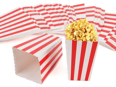 Popcorndosen, 120 Stück, 11,5 x 7,5 x 5 cm, rot-weiß gestreift