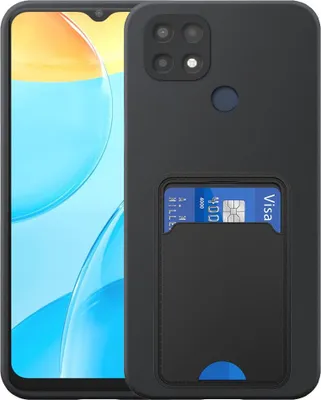 Immagine prodotto di Adatto per Oppo A15 / A15s / A35 Custodia per telefono con supporto per schede in TPU - Custodia flessibile in silicone TPU con slot per schede - Nero - Smartphonics