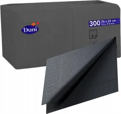 Zdjęcie produktu dla Serwetki Czarne Duni 24 x 24 cm 300 szt.