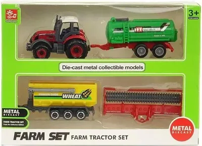 Immagine prodotto di Trattore in metallo con 3 macchine agricole
