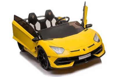 Image de Voiture électrique pour enfants Lamborghini Aventador SVJ double siège jaune