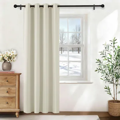 Zdjęcie produktu dla Zasłona okienna termoizolacyjna, zaciemniająca, 210 cm długości, do salonu, wymiary: 210 cm (wysokość) x 140 cm (szerokość), jasnobrązowa