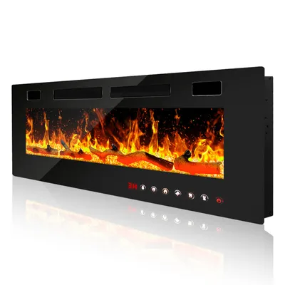 Obrázok produktu pre TolleTour nástenný krb elektrický krb 750/1500W elektrický krb s diaľkovým ovládaním krbové elektrické vykurovanie 3D efekt plameňa čierny