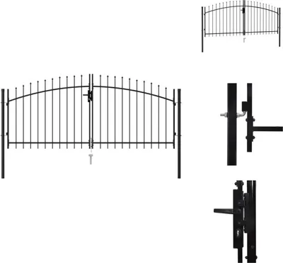 Immagine prodotto di vidaXL Cancello per recinzione a due ante con punte di lancia in acciaio 3 x 1,25 m nero - Cancelli da giardino