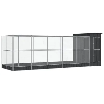 Obrázek produktu pro vidaXL Voliéra s nástavcem stříbrná 623x203x216 cm ocelová