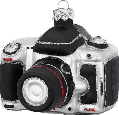 Produktbild von Christbaumschmuck Glas Fotoapparat Digitalkamera 6cm silber / schwarz