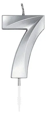 Immagine prodotto di Candela numerica per torte, 6 cm, argento, 7