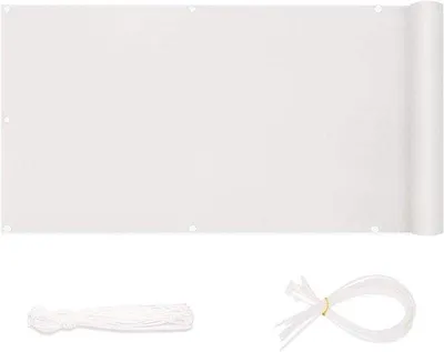 Immagine prodotto di Paravento per balcone - Paravento per uso privato - 0,85 x 6,5 m - Impermeabile - Bianco - Per uso esterno