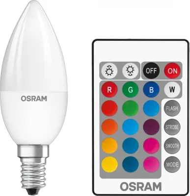 Produktbild von Osram LED Leuchtmittel Kerze 4,5W = 25W E14 RGBW bunt & warmweiß dimmbar Fernbedienung