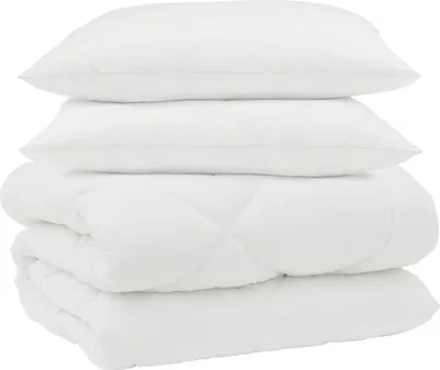 Produktbild von vidaXL Winterbettdecke mit Kissen 3 pcs Weiß Mikrofaser