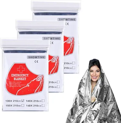 Productafbeelding van Reddingsdeken, zilverkleurig, 160 x 210 cm, set van 3, voor noodsituaties