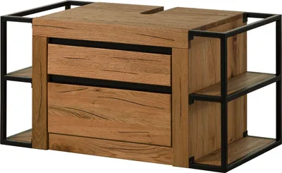 Image de MASSIVMOEBEL24 | Meuble sous-lavabo 100x50x52 en bois de chêne lombard huilé naturel MONTREUX #53