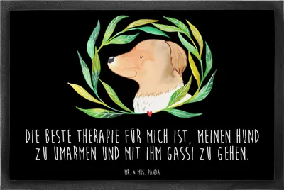 Produktbild von Mr. & Mrs. Panda Schmutzfangmatte Hund Blumen 60 x 90 cm - Schwarz - Geschenk, Hunde, Schmutzmatte, Umarmen, Bodenvorleger, Sauberlaufmatte, fußmatte, Fussmatte, Sprüche