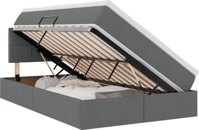 Immagine prodotto di Letto con contenitore LED e materasso Grigio Scuro 120 x 200 cm