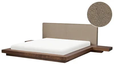 Zdjęcie produktu dla BELIANI Łóżko wodne ze stelażem i akcesoriami boucle jesion brązowy 180 x 200 cm styl orientalny