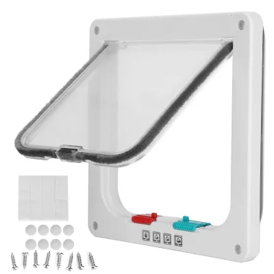 Immagine prodotto di Gatto, sportello di sicurezza, porta in plastica, cancelletto per piccoli animali, per animali domestici, marrone, bianco S