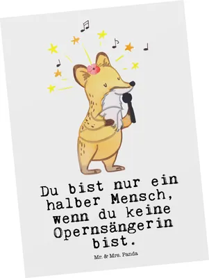 Produktbild von Mr. & Mrs. Panda Ansichtskarte Opernsängerin Herz - Weiß - Geschenk, Postkarten, Ansichtskarten, Postkarte, Motivkarte, Kunstkarten, Grußkarte