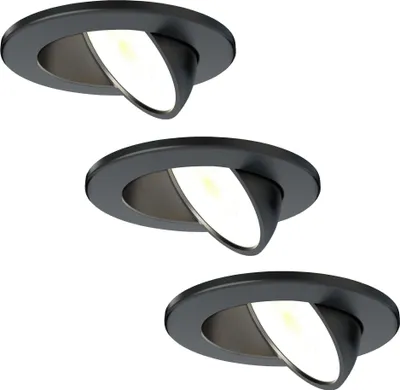 Produktbild von Ledvion 3er set LED Einbaustrahler Schwarz 5W CCT wasserdicht IP65 dimmbar