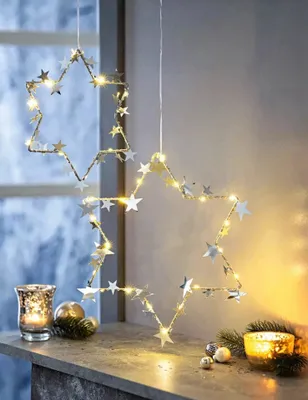Produktbild von LED-Hängedeko "Sternenzauber", 2er Set LED Advent Deko Weihnachten Dekoration