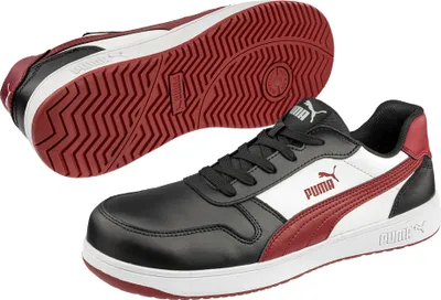 Produktbild von Puma Sicherheitsschuh Frontcourt BLK/WHT/RED Low nach EN ISO 20345:2011 S3 ESD FO HRO SR schwarz  Größe 42