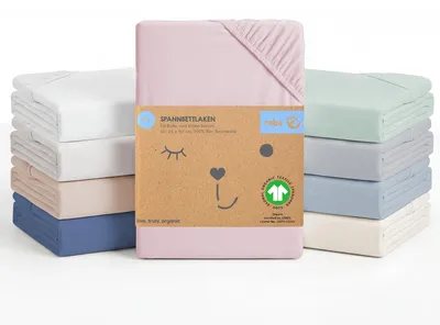 Image de Housses de matelas stretch pour berceaux, dimensions 40x90 cm et 45x90 cm, en jersey simple, 100% coton, couleur rose
