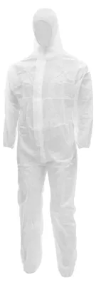 Produktbild von 50x NITRAS POLYSAFE BASIC II, Chemikalienschutzoverall, weiß (Farbcode: 1100), SMS, angenehmes Tragegefühl, atmungsaktives Material, Gummizug an Taille, Kapuze, Ärmel- und Beinabschlüssen für bessere Passform und festen Sitz, durchgängiger Reißverschlus| Packung (1 Stück)