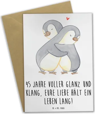 Produktbild von Mr. & Mrs. Panda jubiläumskarte 45. Hochzeitstag Messinghochzeit - Weiß - Geschenk, osterkarte, Jubiläumssprüche, Heirat, Grußkarte, Erinnerungen, Heiraten, Geschenke
